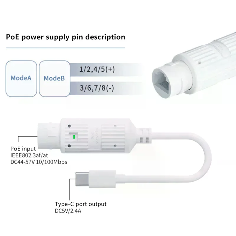 1/2/3Pcs 48V POE Extender/Repeater Waterproof Extension POE Injector Adapter RJ45 Port Output 5V/2A IEEE 802.3af/802.3at
