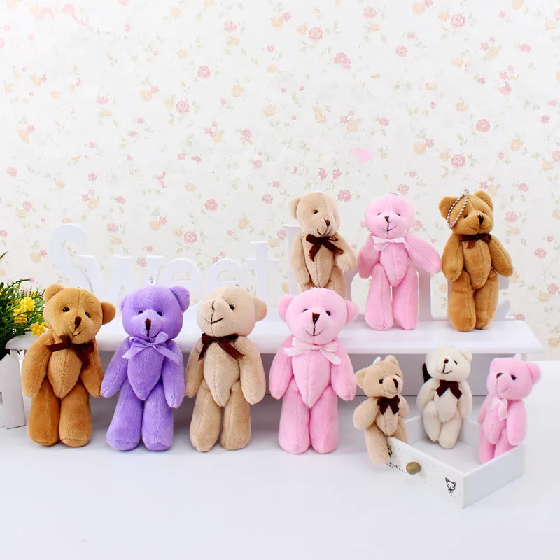 5pc Multicolor Bow Tie Joint Bear 11cm Teddy Bear Doll Pendant Cartoon Doll Toy Key Chain Bag Pendant Accessories