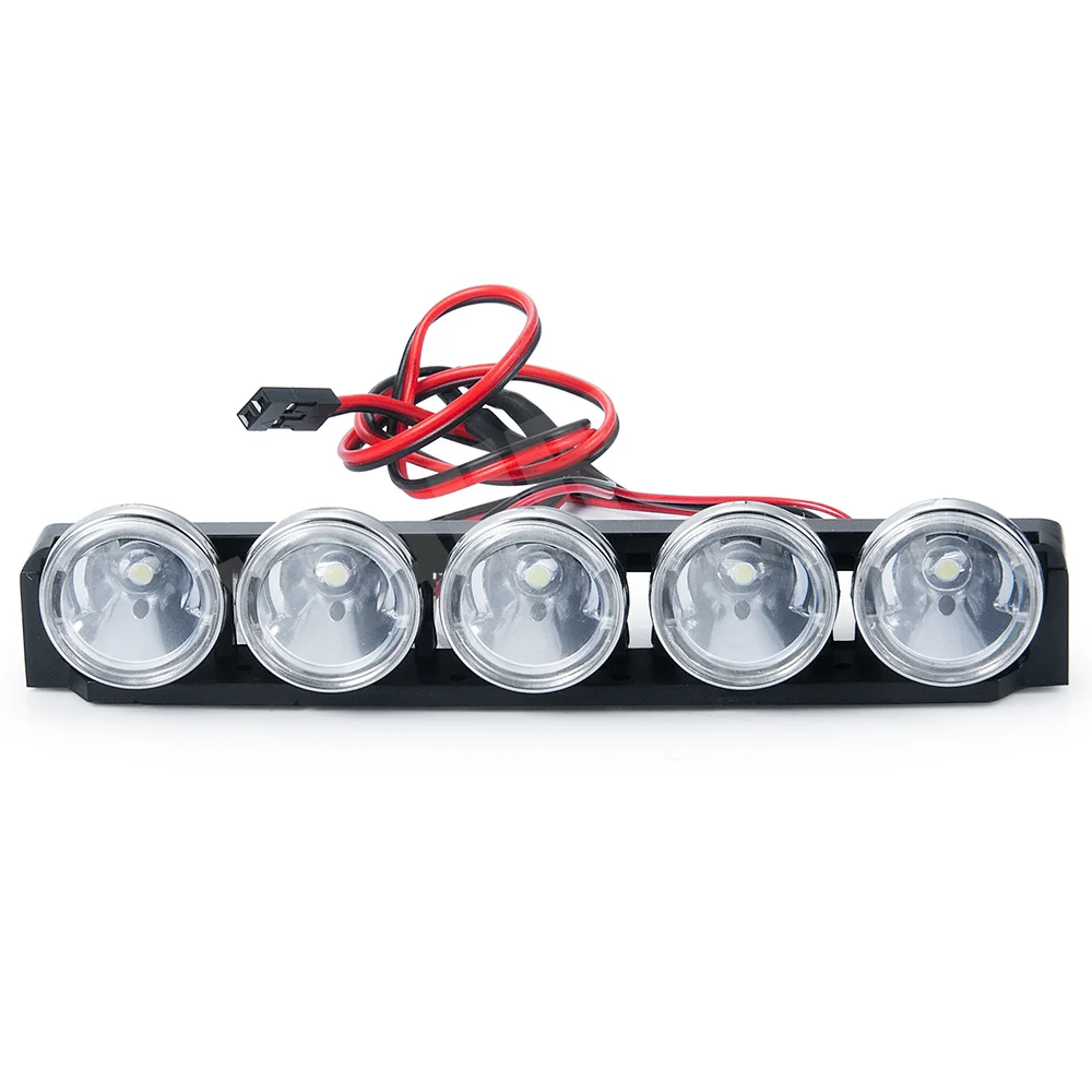 YEAHRUN 5 LED Lights Roof Rack Lamp Bar for TRX-4 TRX4 Bronco 1/10 RC Crawler Car Truck Model Upgrade Accessories Parts