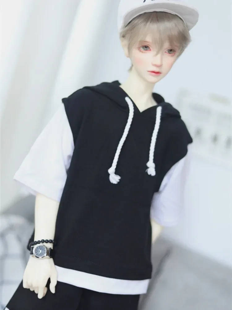 

Изготовленная на заказ поддельная двухсекционная футболка с короткими рукавами и капюшоном для BJD 1/6 1/4 MSD 1/3 SD13 SD17 Одежда для куклы дяди CMB260