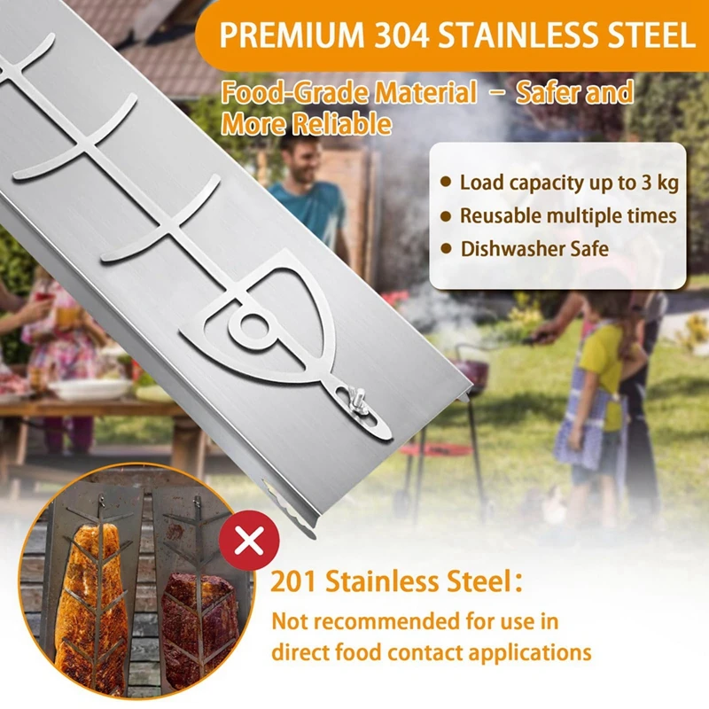 Salmon Holder,304 Stainless Steel Flat Cooking Rack Height Adjustable Outdoor BBQ Cookware for Grilling Fish Retail