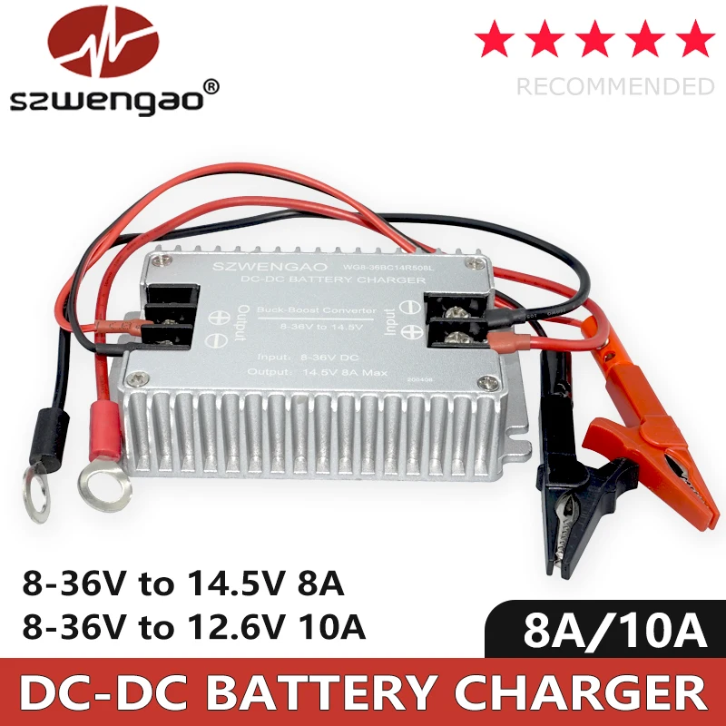 DC 8-36V 12V/24V to DC 12.6V 14.5V 8A 10A Buck Boost Converter Booster Waterproof Boat Car Battery Charger for Lithium Batteries