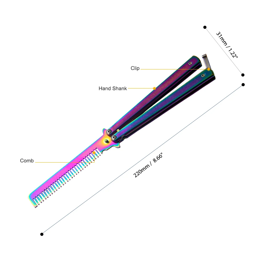 Portable butterfly training knife, no edge butterfly comb training tool, suitable for outdoor games and hand movement exercises