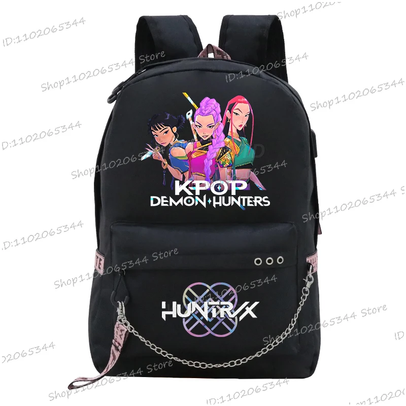 

Fashion Kpop Demon Hunters Schoolbag For Teen College Style Chain Bagpack Student Laptop Bagpack Korean Ulzzang Bookbag Unisex