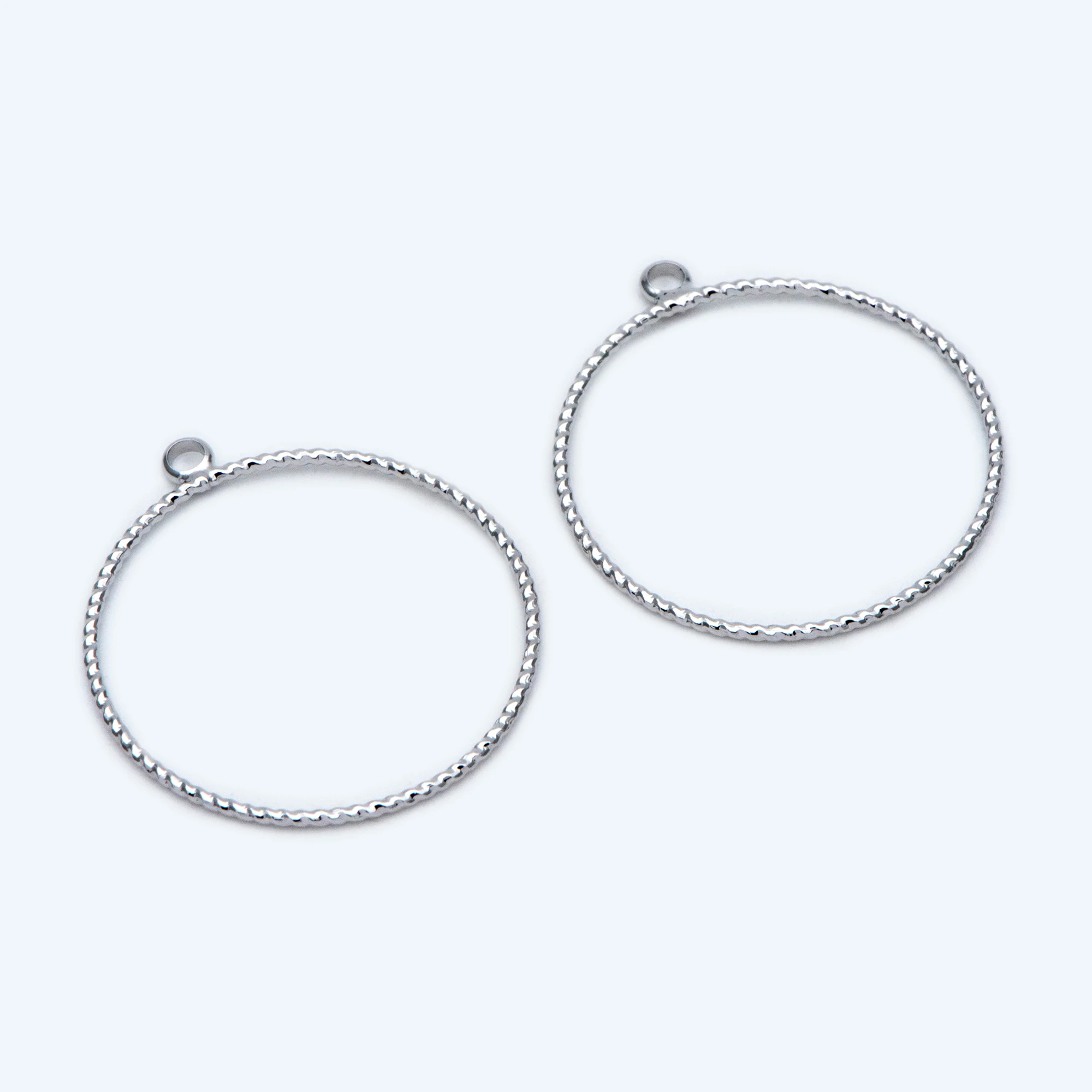 10pcs Silver Tone Round Circle Pendants 20/ 22/ 25mm, Rhodium Plated Brass Hoops, Geometric Ring Charms (GB-2776)