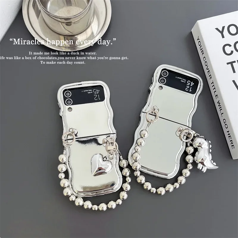 

Dinosaur Pendant Electroplated Phone Case for Samsung Galaxy Z Flip 6 5 4 3 Back Cover for ZFlip4 ZFlip5 ZFlip6 Case Shell