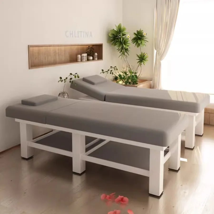 Mesa de masaje Wipeable, soporte profesional de cuerpo completo, cama de cosméticos Pliant iluminada para salón, protección de Matrass blanco