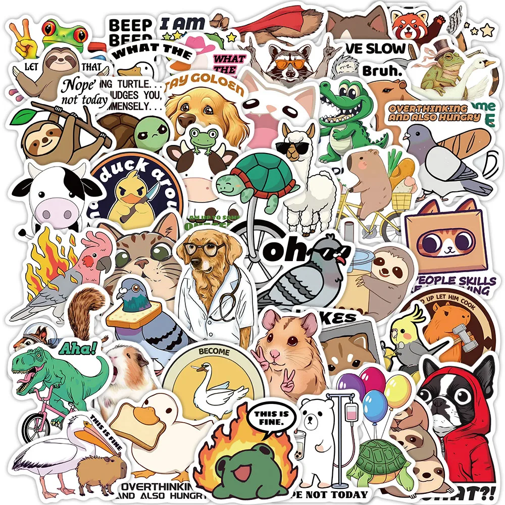 50PCS Cartoon Spaß Tier Graffiti Aufkleber Gitarre Notebook Gepäck Telefon Fall DIY Wasserdichte Aufkleber