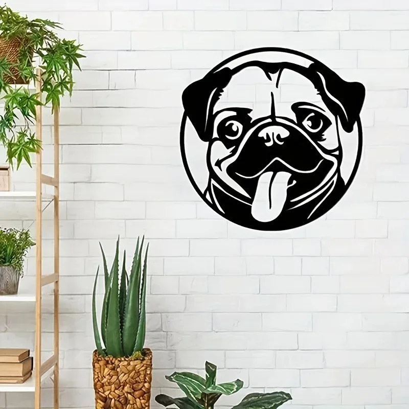 HELLOYOUNG CIFBUY Pug Metal Home Decoration, Pug Metal Wall Art Decor Pug Metal Wall Dog Sign, Dog Wall Hanging Living Room bedr