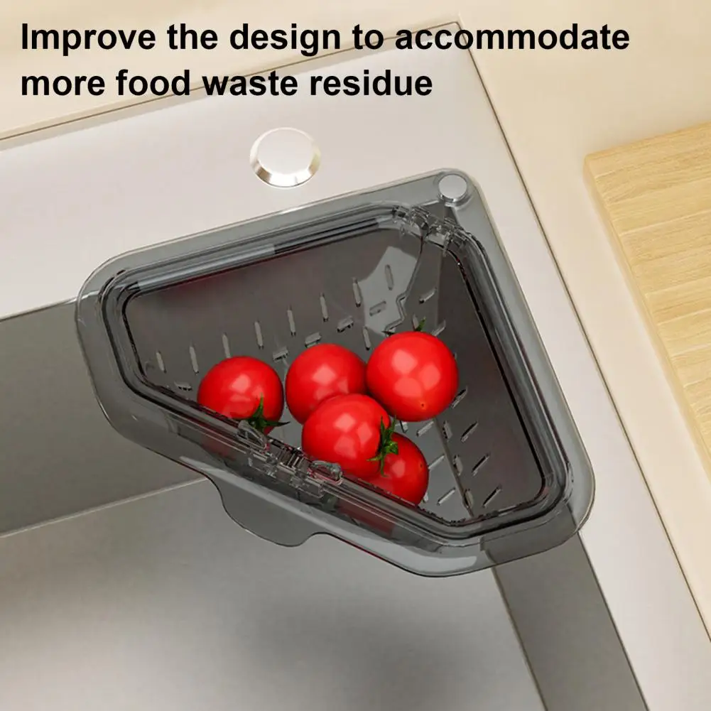 Easy Clean Sink Strainer Corner Sink Strainer Magnetic Triangle Drain Basket Sink Strainer Corner Food Scraps Catcher for Fruits