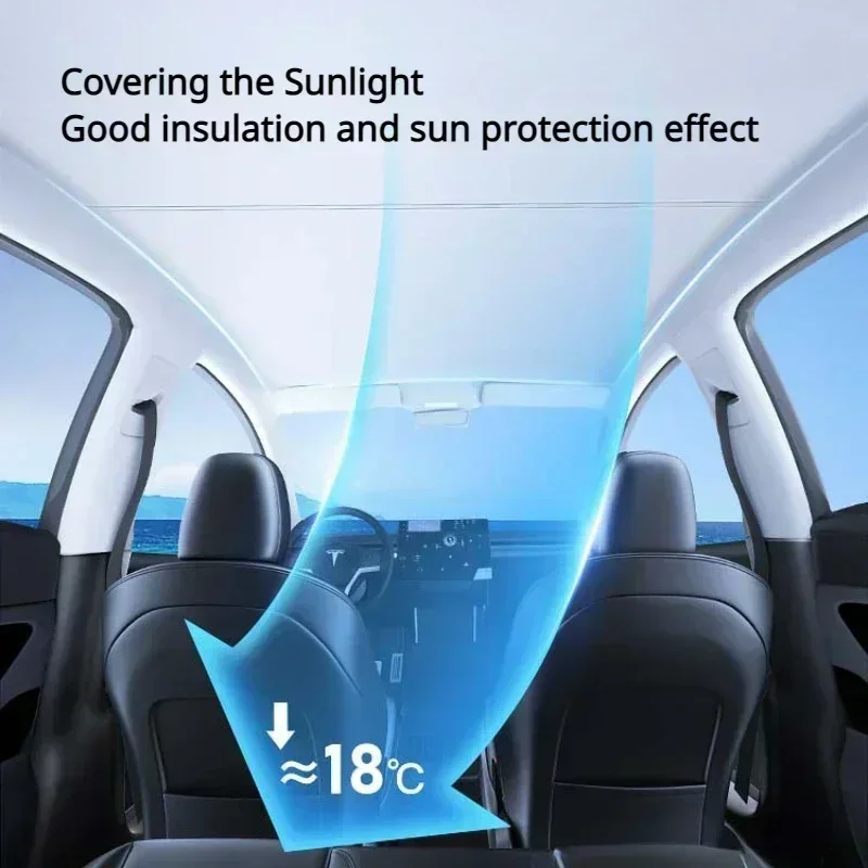 ซันรูฟกันแดดหลังคาสำหรับ Tesla รุ่น3/Y/3 + หัวเข็มขัดผ้าน้ำแข็งอัพเกรดที่ราบสูงที่บังแดดกระจกหลังคากระจกด้านหน้าสกายไลท์