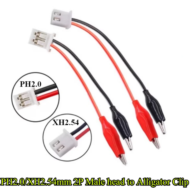 

PH2.0/XH2.54mm 2 Pin Male head to Alligator Test Clip Connector Adapter PH2.0/XH2.54 to small/medium/large Crocodile Test Clamp