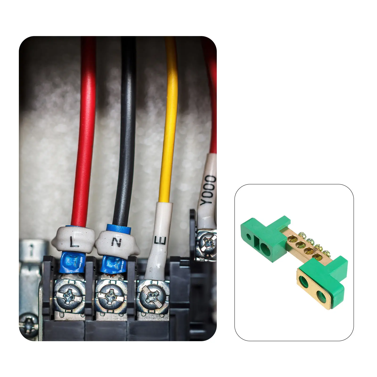 

5Pcs Terminal Block Copper Screw Connector Heat Resistant Plastic Shell Grounding Strip Safe Terminal Block Set