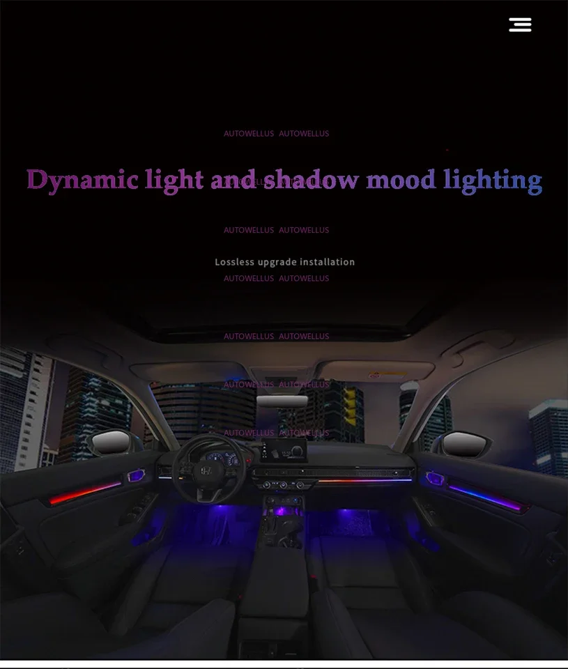 For Honda Civic Integra 2022-2025 Ambient Lights | 33-LED Ribbon Style Phantom Special Button APP Control Retrofit Set