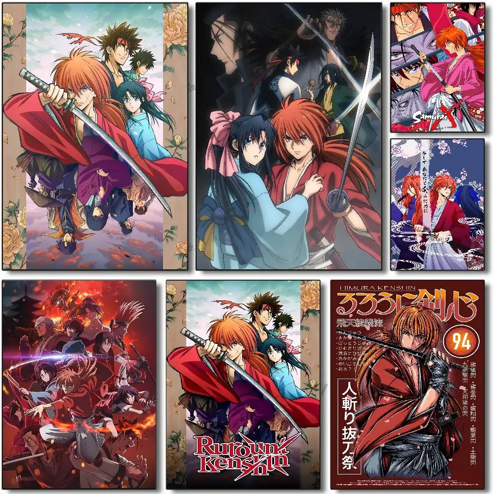 Anime Rurouni Kenshin Poster Self-adhesive Art Room Entrance Restaurant Wall Decor Art Painting