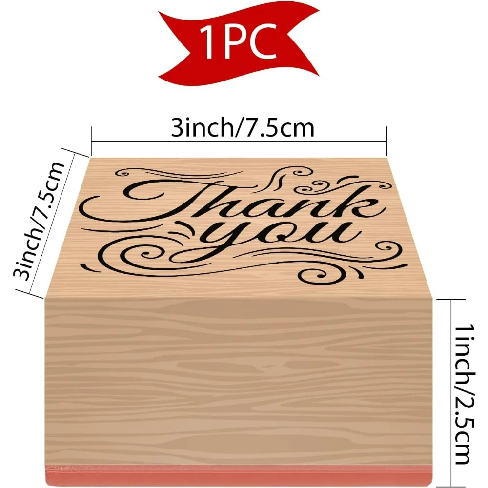 Wooden Rubber Stamp Thank You Decorative Wood Stamps Vintage Wood Mounted Rubber Stamps for Card Making DIY Art Crafts