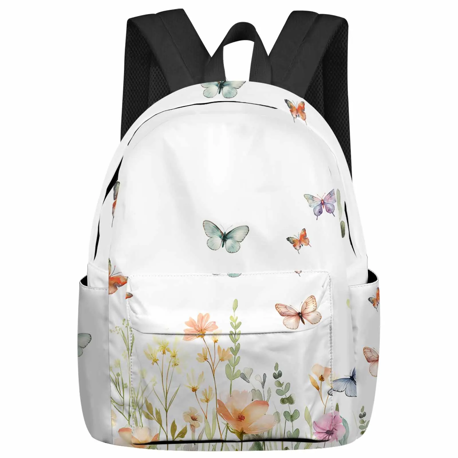 

Butterfly Flower Watercolor Backpacks Custom Student School Bags Laptop Backpack Men Women Female Travel Mochila