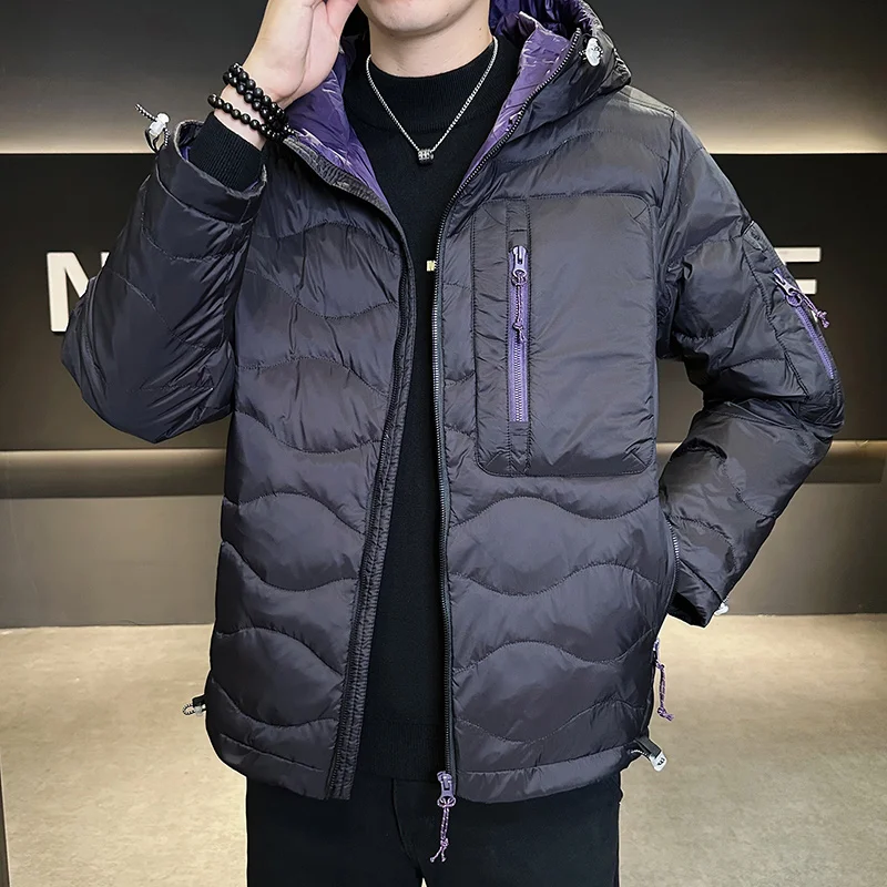 Outdoor Fishing Casual Cold Proof Warm Down Jacket Lightweight and Warm White Duck Down High Fluffy Men's Trendy Down Jacket