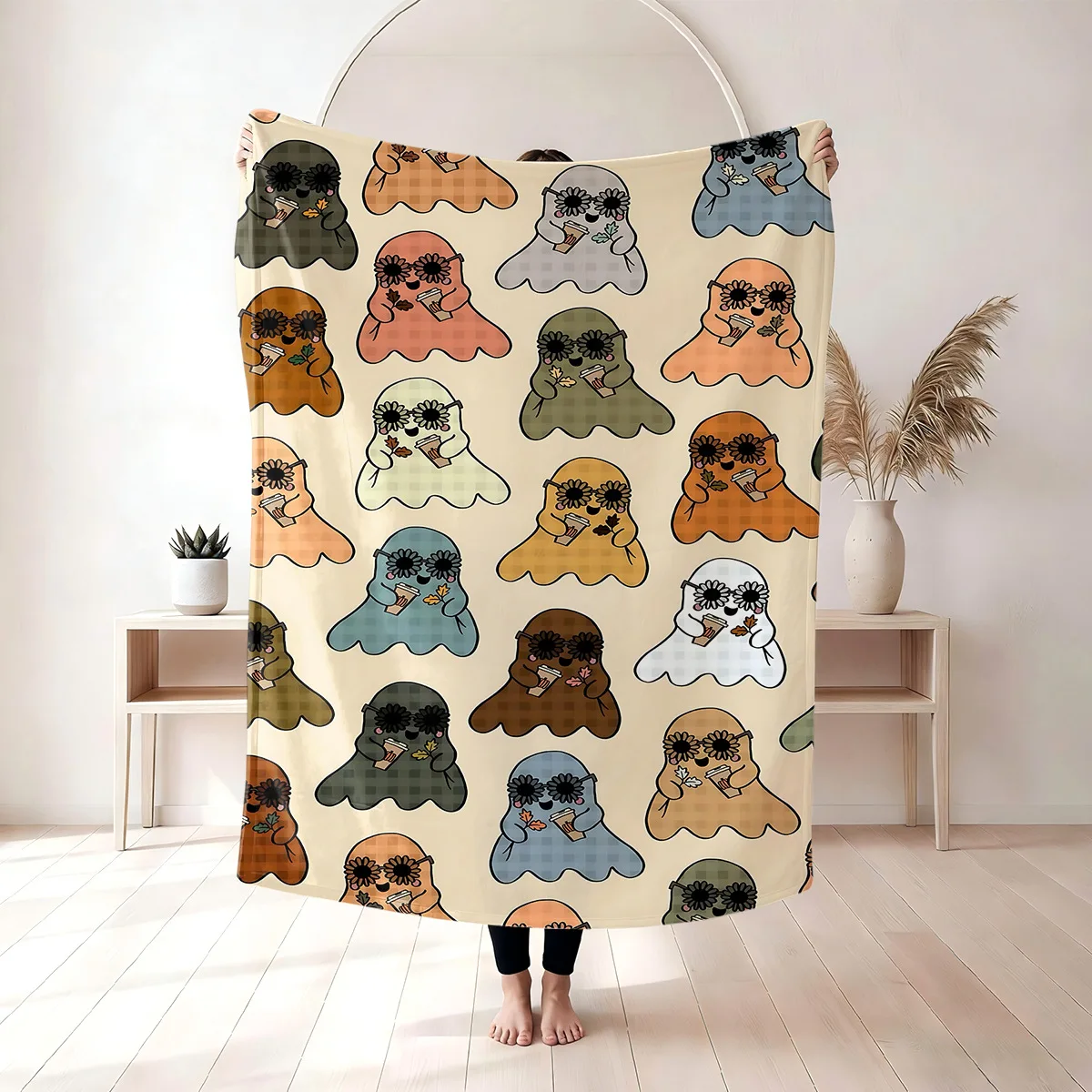 2026 Halloween Coral Fleece Blanket Soft Horror Scary Thin Blanket Colorfast Non-pilling Blanket for Travel Kids Nap Throw Cover
