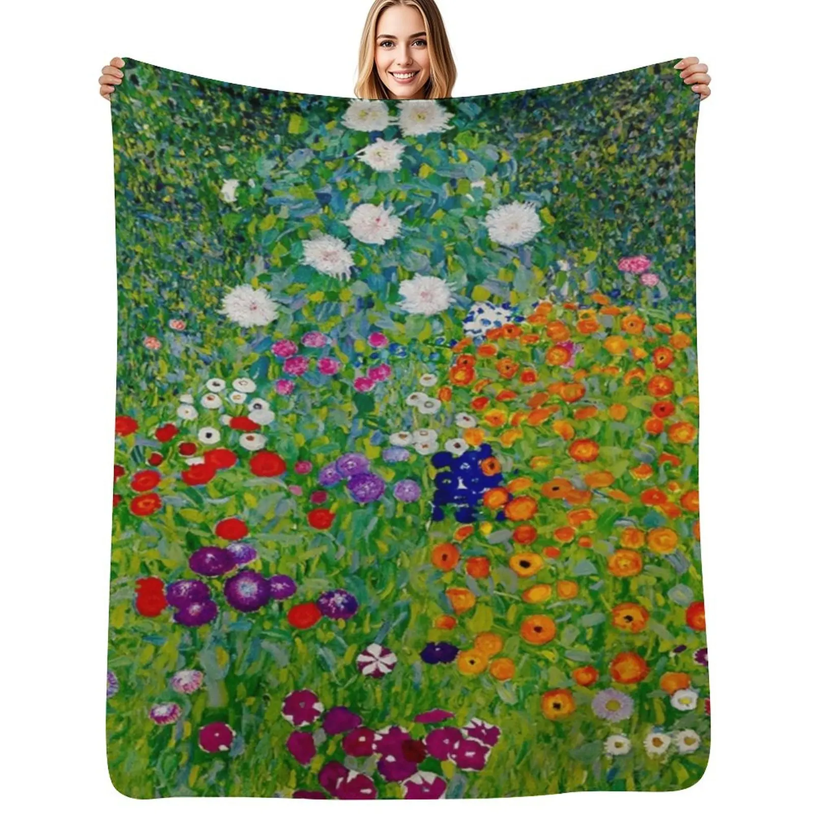 Flower Garden/ Blumengarten - Gustav Klimt Art Nouveau Floral Throw Blanket Reusable Durable Soft Blanket for All Seasons