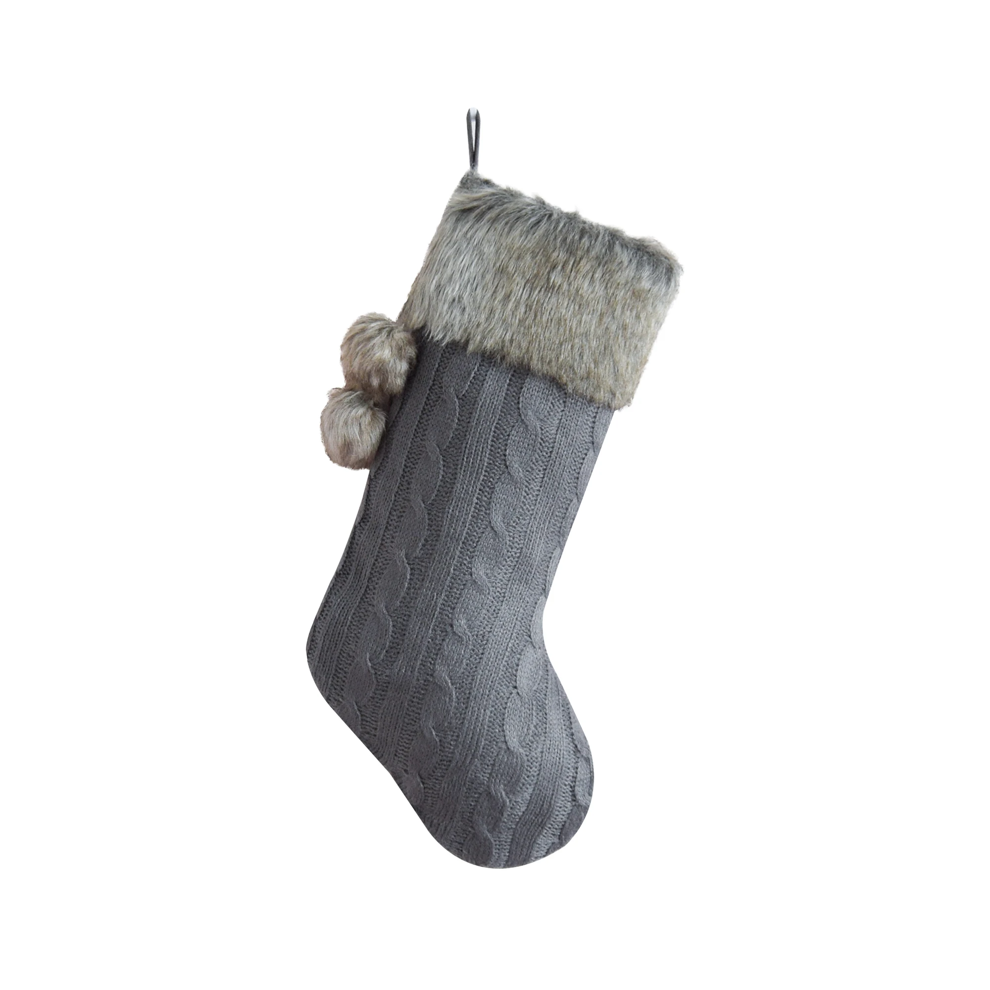 Cable Knit Christmas Gifts Socks/Christmas Decoration/ Knitting with Faux Fur Cuff Christmas Stockings