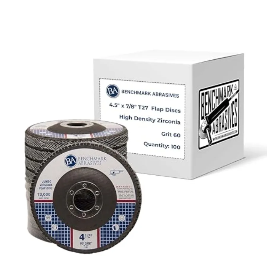 

4.5 x 7/8 Premium High Density Jumbo Zirconia Type 27 Flap Discs 4 1/2 for Angle Grinder Sanding Discs Finishing - Grinding Whe