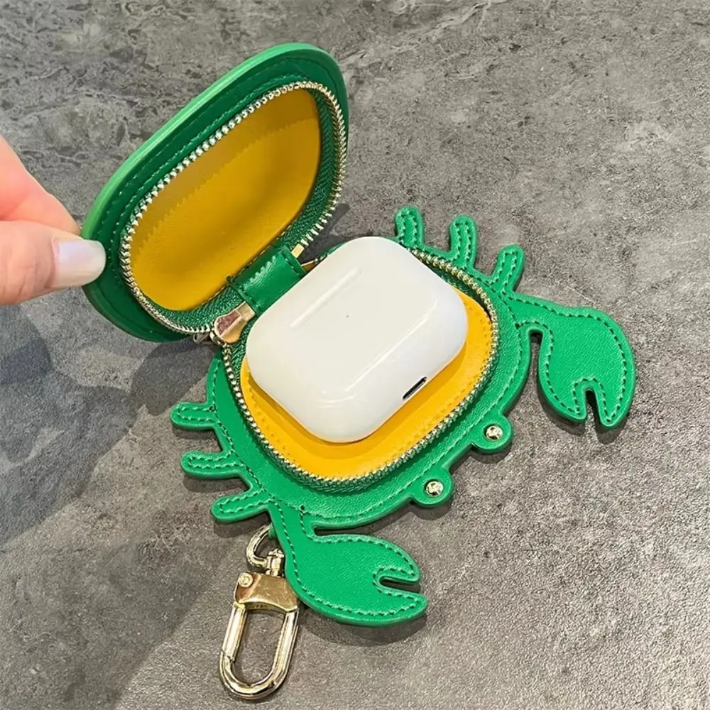 الإبداعية الكرتون كراب محفظة نسائية للعملات المعدنية المفاتيح لطيف سستة كراب بولي Leather قلادة جلدية محفظة صغيرة على ظهره شماعات سماعة حقيبة المرأة #5