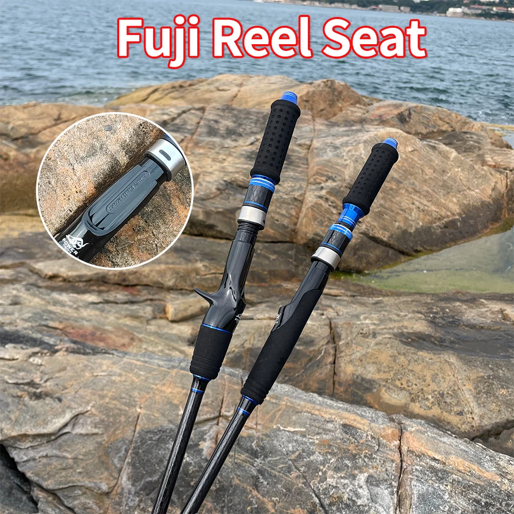 ROLLFISH Schnellwirkende Salzwasser-Jiggingstange aus Kohlefaser, ideal für Offshore-Thunfisch, Fuji-Führungen und Rollensitz + 100 m PE-Schnur – Detail 3