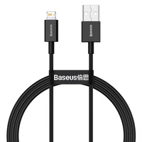 Baseus Superior USB Lightning Cable, 2.4A, 1m, Black, 480 Mbps Fast Charging