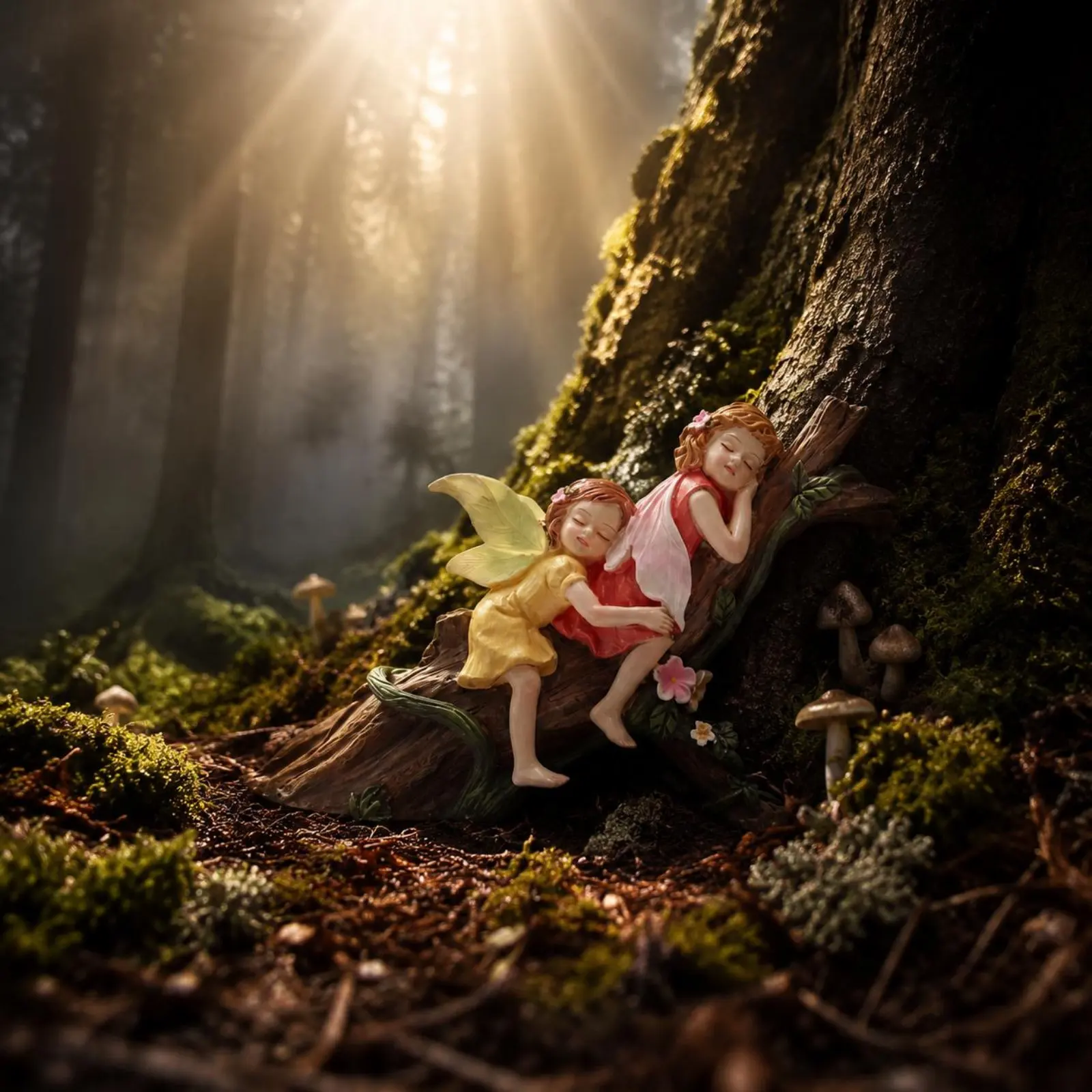 Sleeping Flower Fairy Figurine Compact Size Home Decor