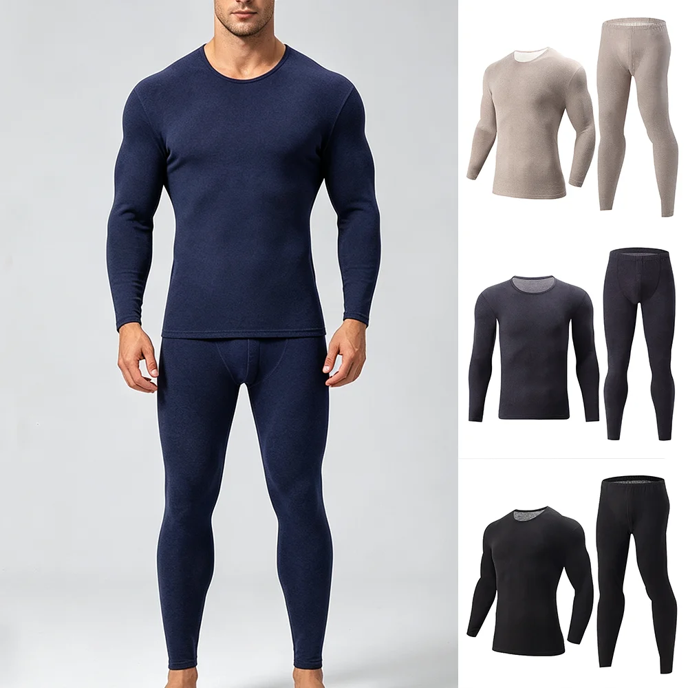 2Pcs Autumn Winter Men's Thermal Underwear Set Keep Warm Undershirts Long Johns Thick Clothes Comfortable Thermo Underwear Sets