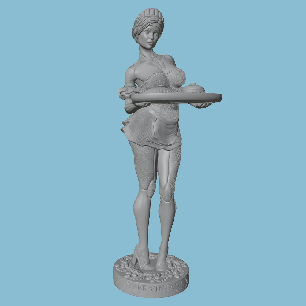 1/24/12/6 Fishnet stockings mechanically modified waitress, miniature resin model kit, 3D printed gray model statue, unpainted