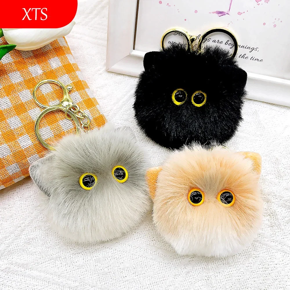 Fancy&Fantasy Fur Pom Pom Key Chain Fluffy Bunny Keychain Chaveiro Faux Cat Hair Bulb Bag Car Ornament Fur Ball Key Ring