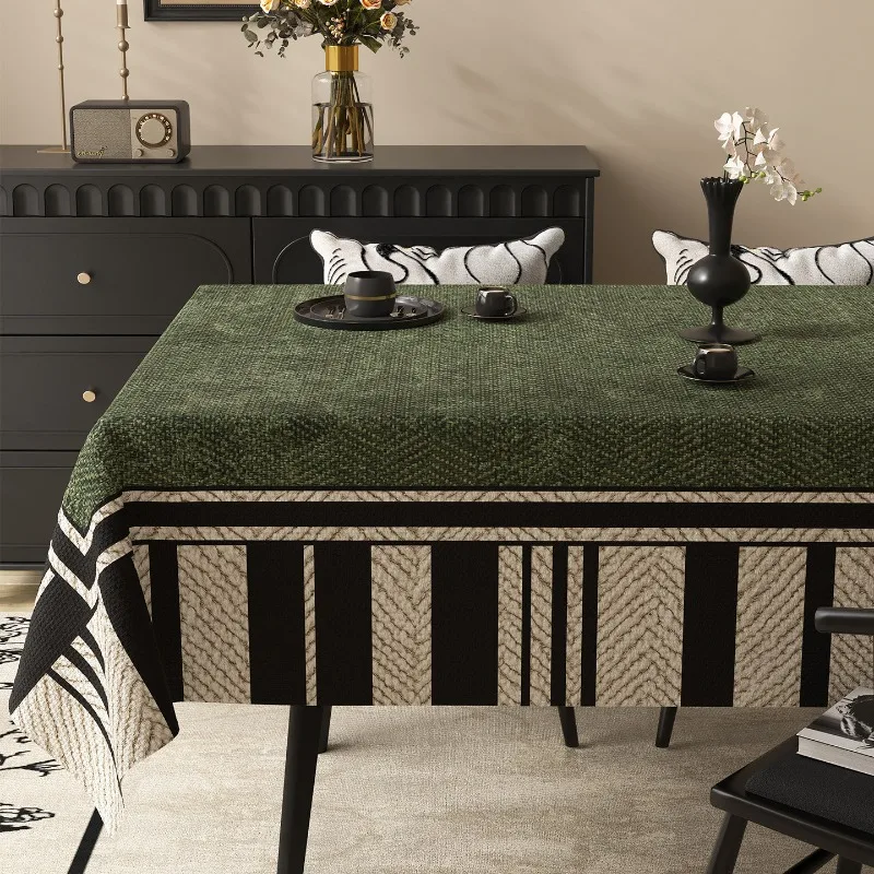 Tablecloth waterproof and oil-proof leave-in table mat light luxury high-end green coffee table