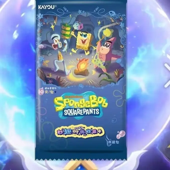 KAYOU SpongeBob Fun‑Time Series 3 Blind Booster Packs, Adorable Cartoon Character Collectible Cards Rare Holo Foil Surprise Toy
