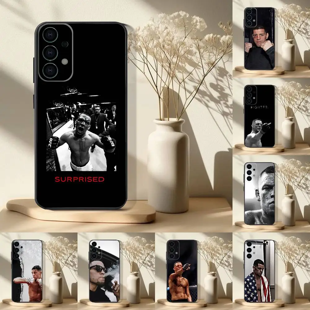 N-Nate D-Diaz ボクシング電話ケース サムスン S 25、24、23、22、30、21、10、9、ウルトラ、プラス、ライト、FE、4、5G ブラックソフトケース