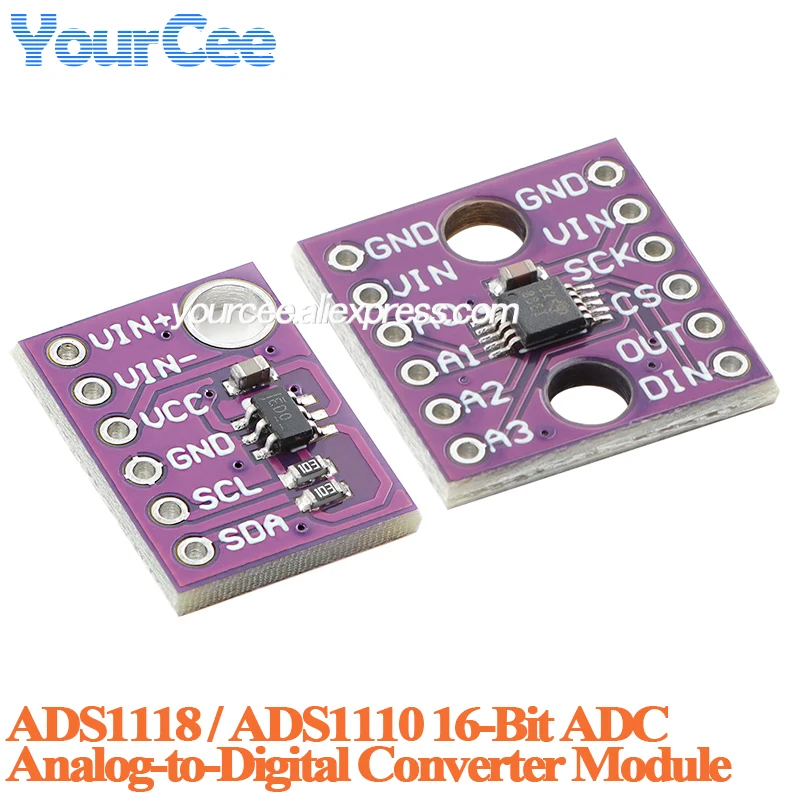 10pcs/1pc ADS1118 ADS1110 16-bit Analog-to-Digital Converter ADC Module Self-Calibration A/D Converter Board Temperature Sensor