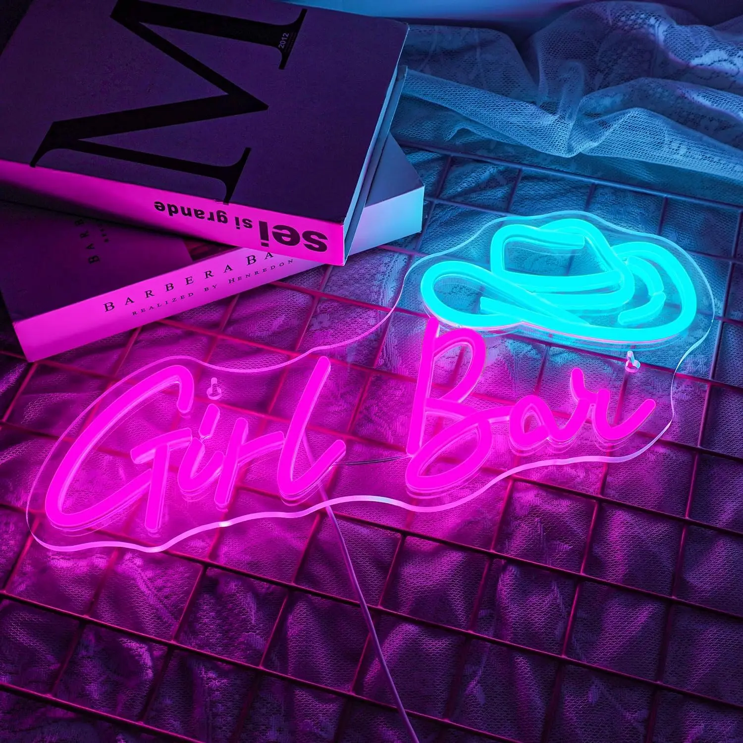

Girl's Bar Neon Sign Cowboy Hat USB Dimmable Lignt Up Neon Sign Wall Decor For Cafe Party Bedroom Beer Men Cave Bar