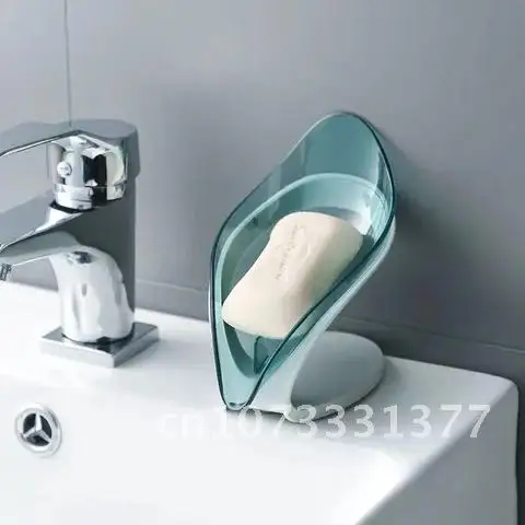 

Soap Box Leaf Shape Bathroom Soap Holder Kitchen Dish Storage Box Non-slip Drain Soap Storage Case Container new