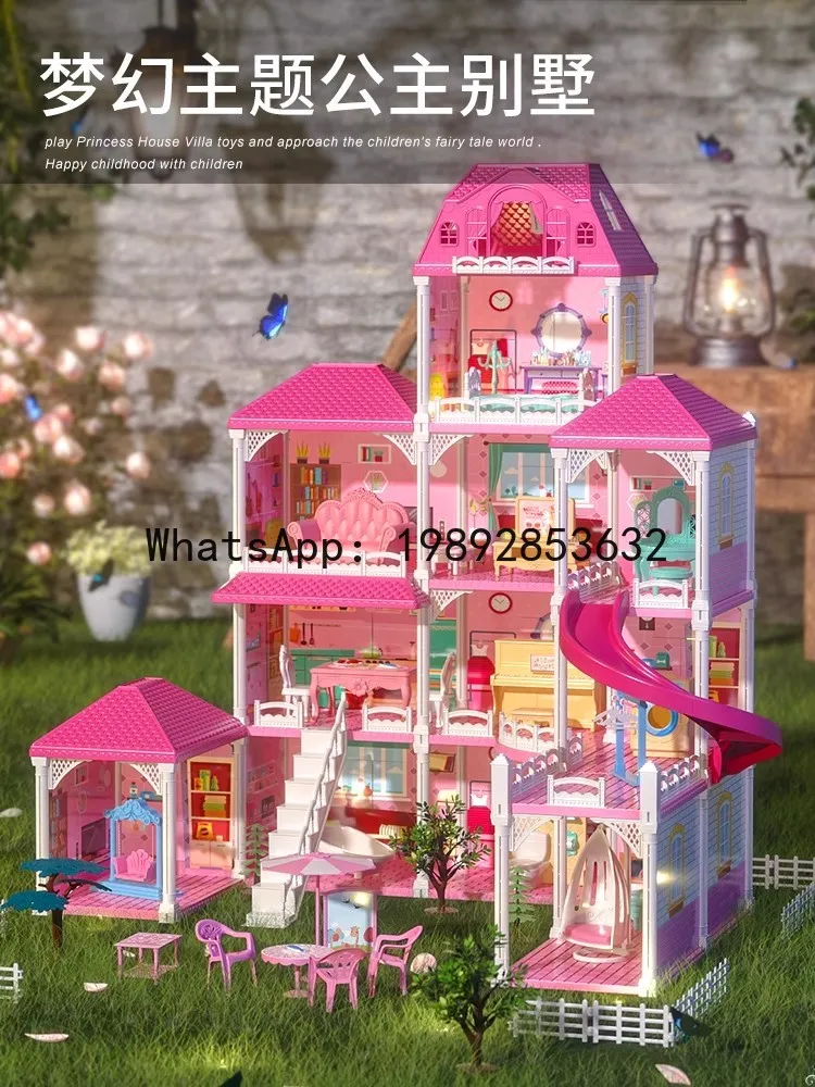 子供向けごっこ遊びおもちゃ 女の子へのプレゼント 3つのドールハウス クリスマス プリンセス城 ヴィラ 誕生日プレゼント