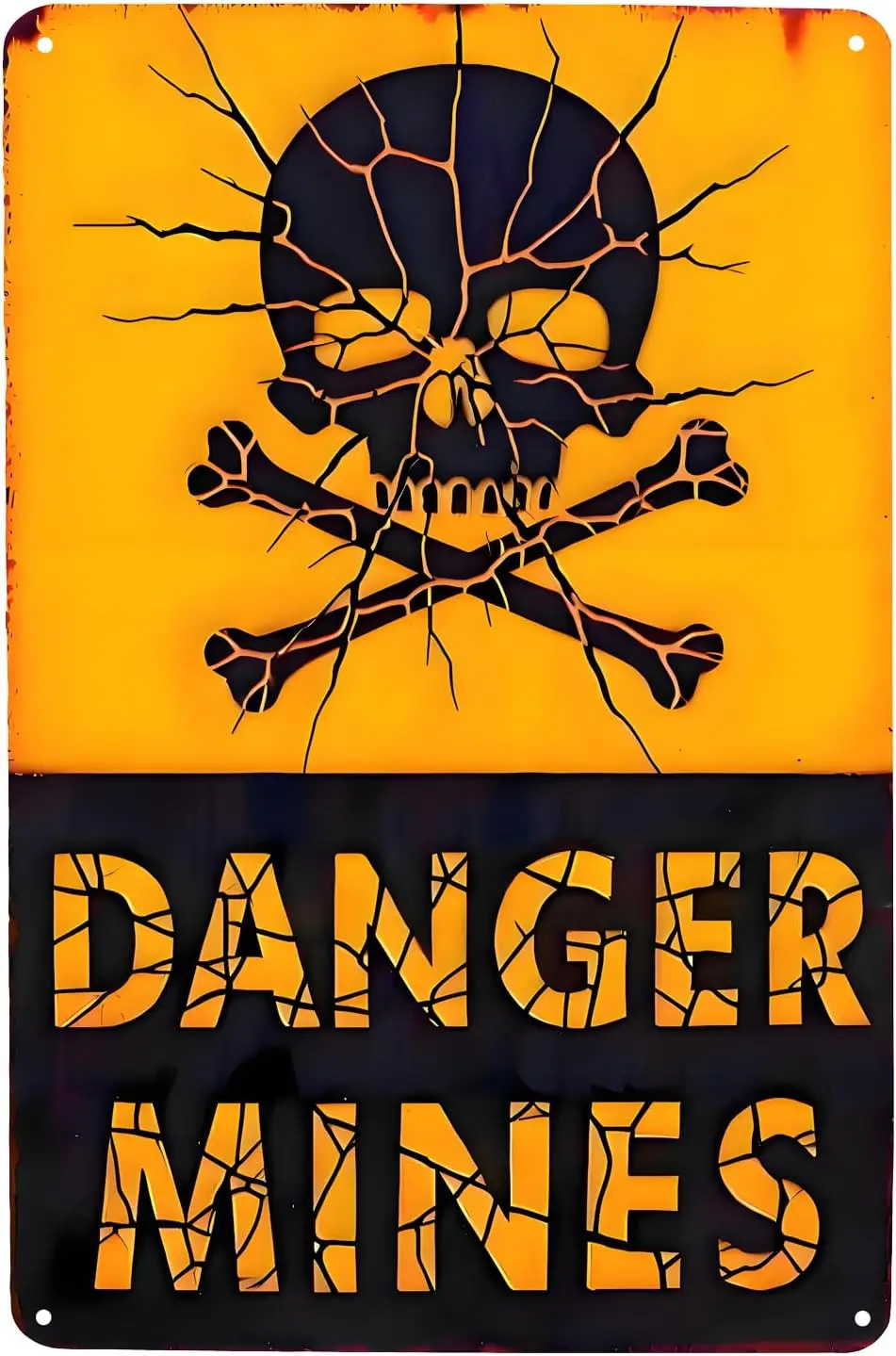 SUMIK Danger Mines, Metal Tin Sign, Skull and Crossbones, Vintage Plaque Distressed Style Wall Decor--Tin Sign