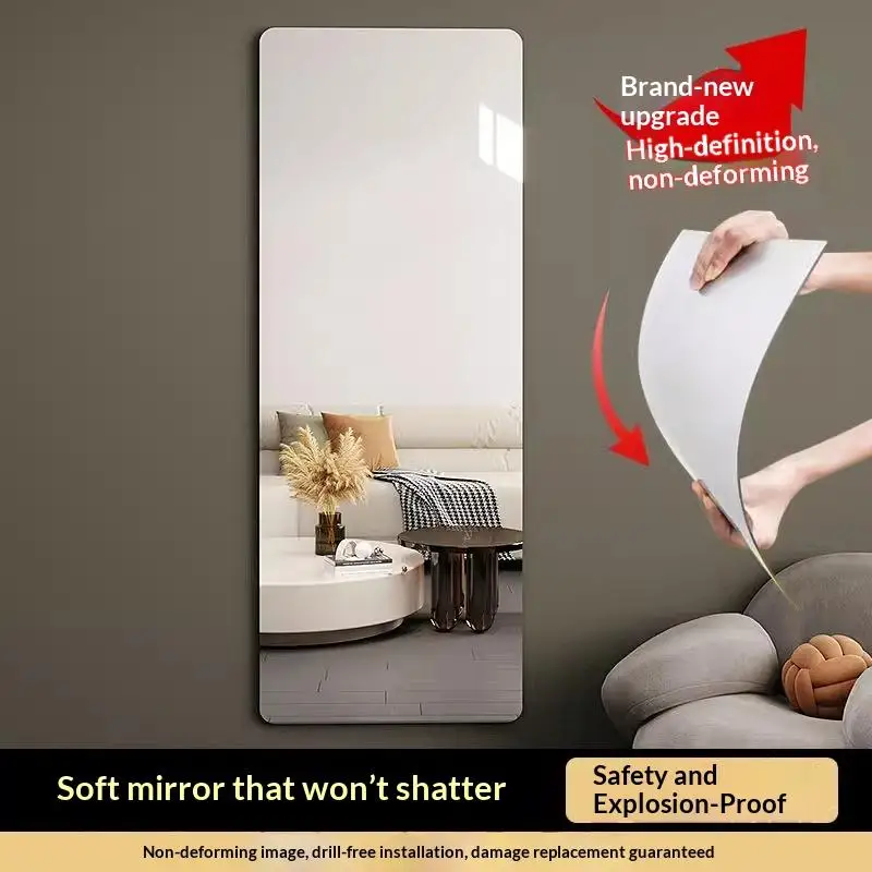 Long Mirror Bathroom Mirror Full-length Mirror Student Dorm Mirror Shatterproof Wall-mounted Acrylic MirrorBH-ELEVEN