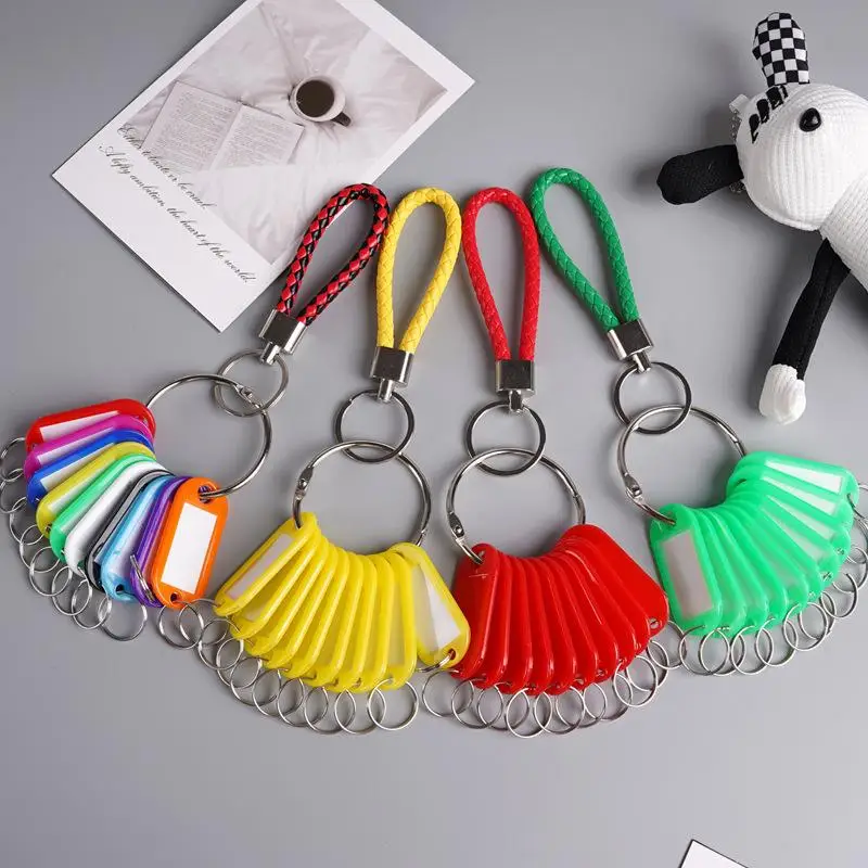 New【Leather Handheld Classification Key Card 10 Signboards Keychain Hanging Handheld Keychain Rentals Labels Storage Tags】
