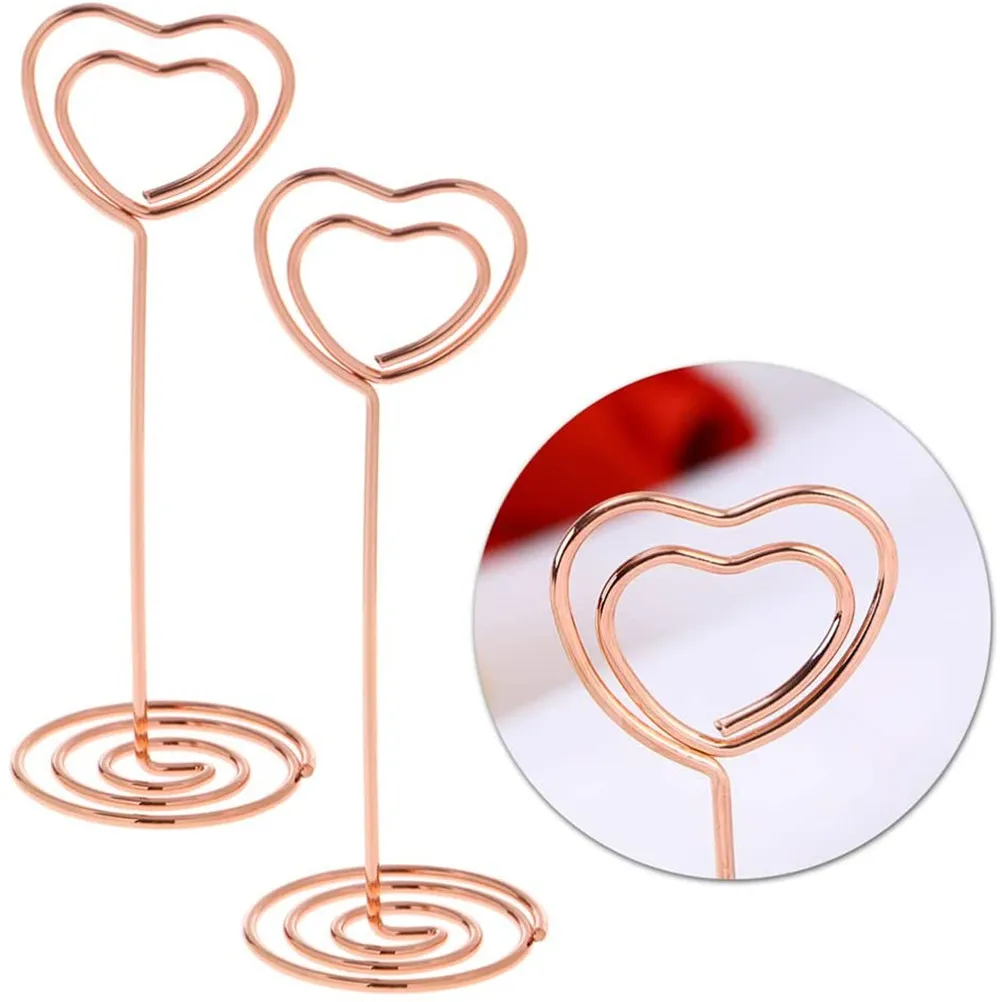 50PCS Table Card Holder Memo Number Photo Clip Stand For Wedding Party Meetings Christmas Communion Love Heart Shape