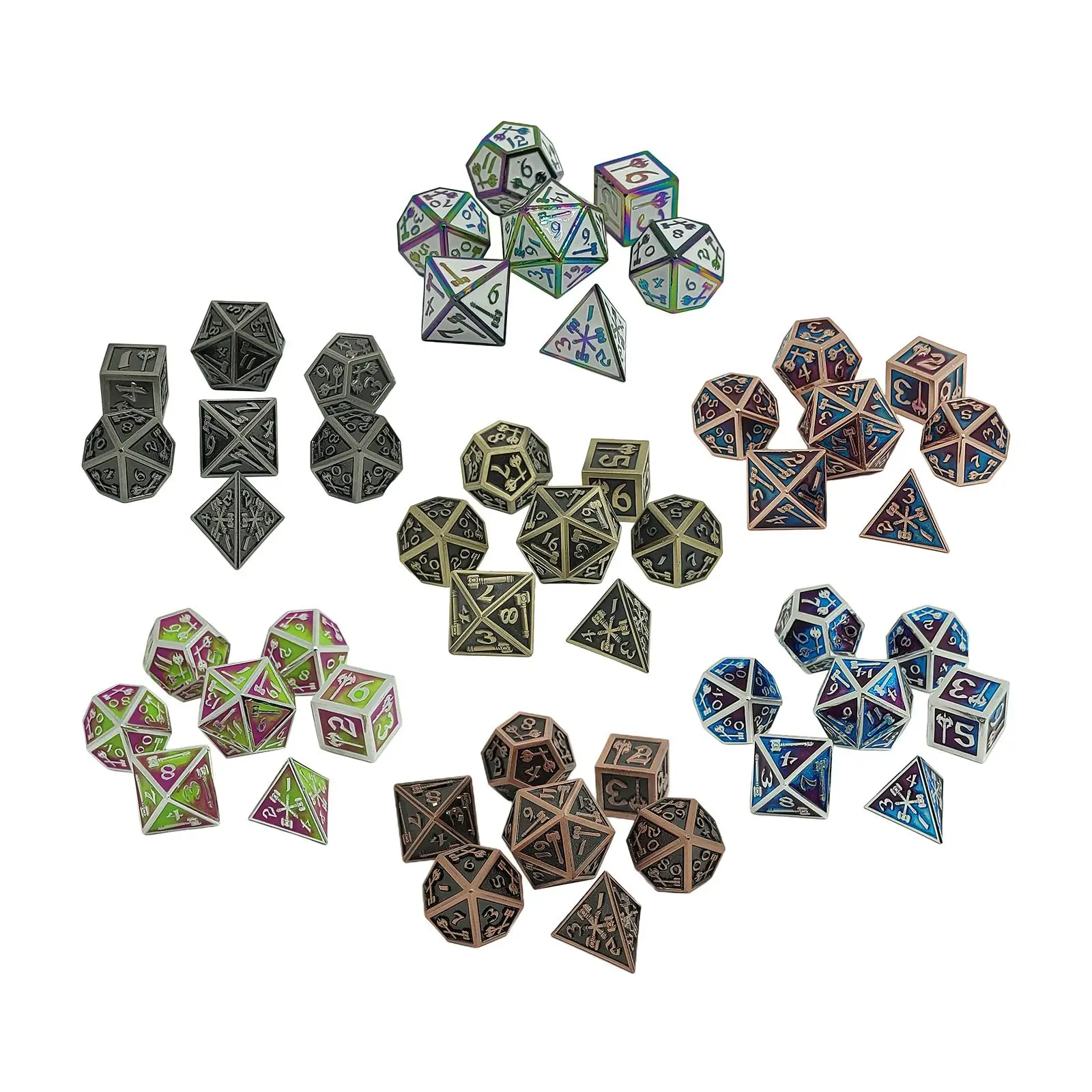 

Metal Polyhedron Set D Die, D20 D12 D10 D8 D6 D4, for , Board Game, Roleplaying, Gifts