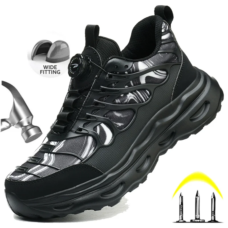 

Breathable Safety Shoes Mens Steel Toe Work Boots Workers Protective Boots Anti Shock Anti-Puncture Indestructible Safety Shoes