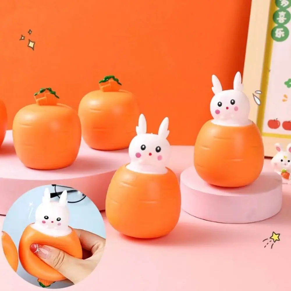 

Funny Squeeze Toy Cheese Mouse Frog Carrot Rabbit Hide and Seek Figures Decompression Fidget Toys Kids