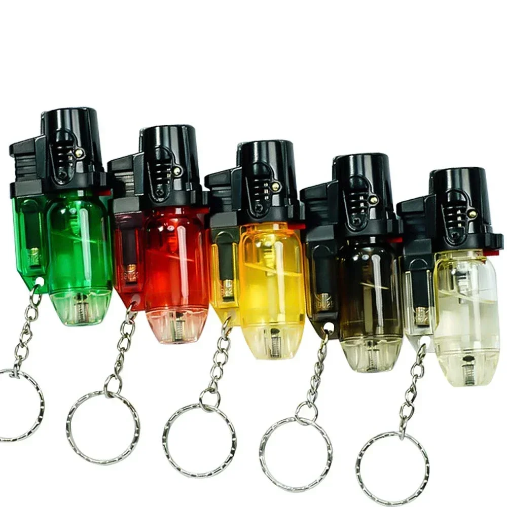 Mini Torch Lighter Keychain Transparent body Small Straight Fire Welding Torch Jet Flame Gun Windproof Portable Cigar Lighter