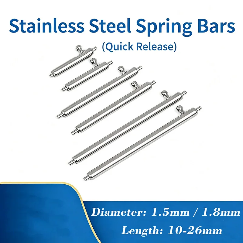 10 Pcs/20 Pcs Quick Release Spring Bars Dia 1.5mm/1.8mm Watch Strap Link Fits Width 12mm-26mm Watch Band Stainless Steel Links