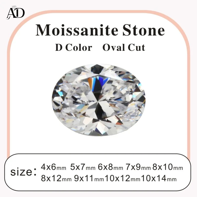 

Moissanite Stone D Color Oval Cut VVS1 With GRA Certificate for Gemstone Charms Beads Advanced Jewelry Making Materials